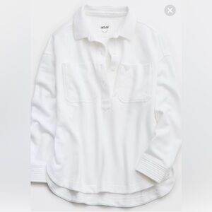 NWT Aerie Popover Polo Sweatshirt, White, XXS